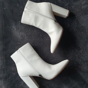 Whitw High Heel Booties